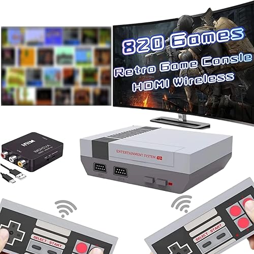 Classic Mini Retro Game Console,AV and HDMI Output Handheld Game System with Dual Wireless Controllers.