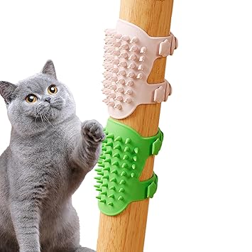 Wall Corner Massage Comb – Corner Cat Scratcher | Pet Selff Groomer Cat Wall Scratcher for Indoor | Silicone Wall Corner Scratcher Groomers with Adjustable Straps for Cats Kitten Puppy