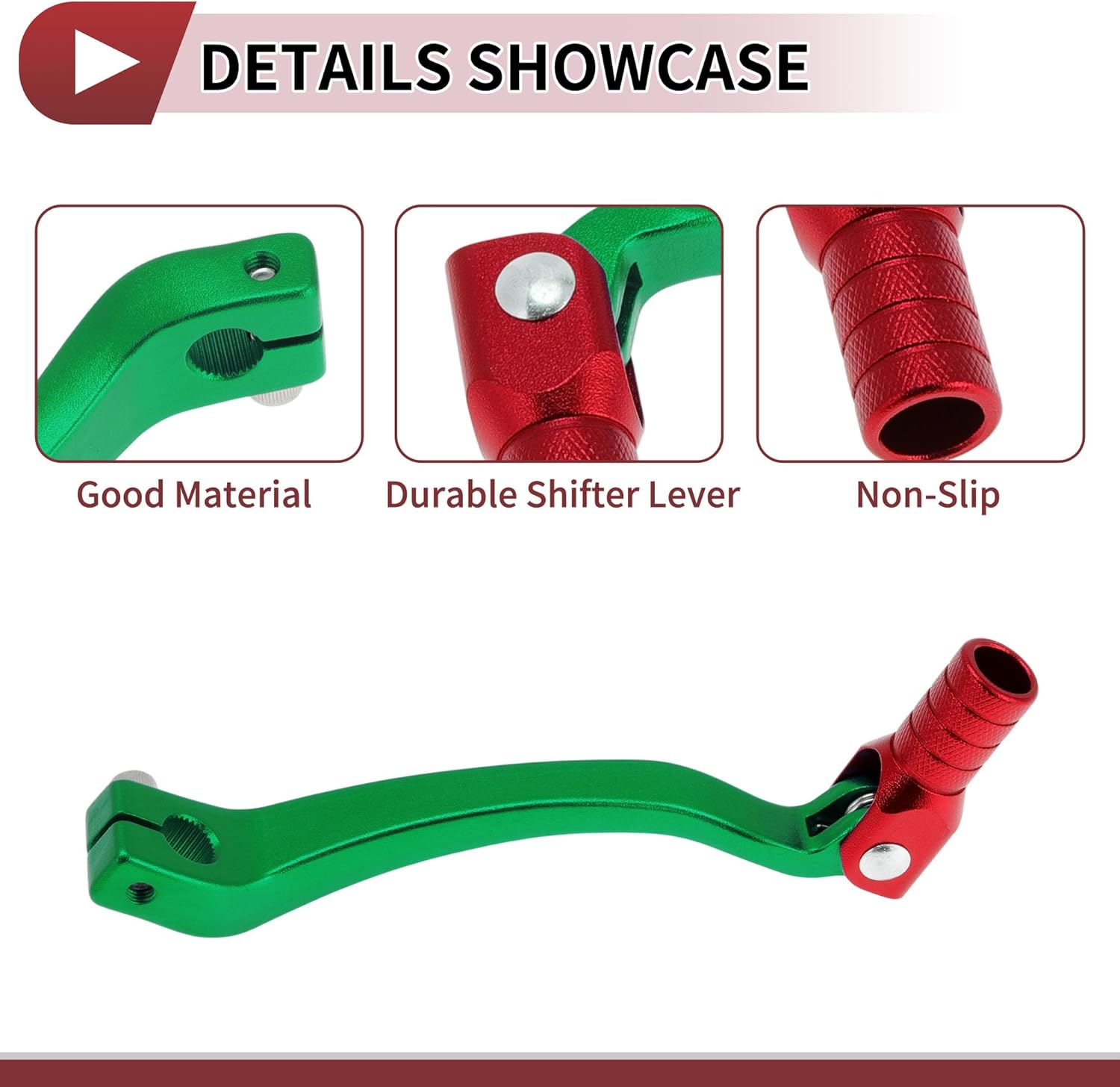 Folding Motorcycle Gear Shifter Lever for Kayo T6 Aluminum Alloy Pedal Shift Lever Arm Green Lever Red Head