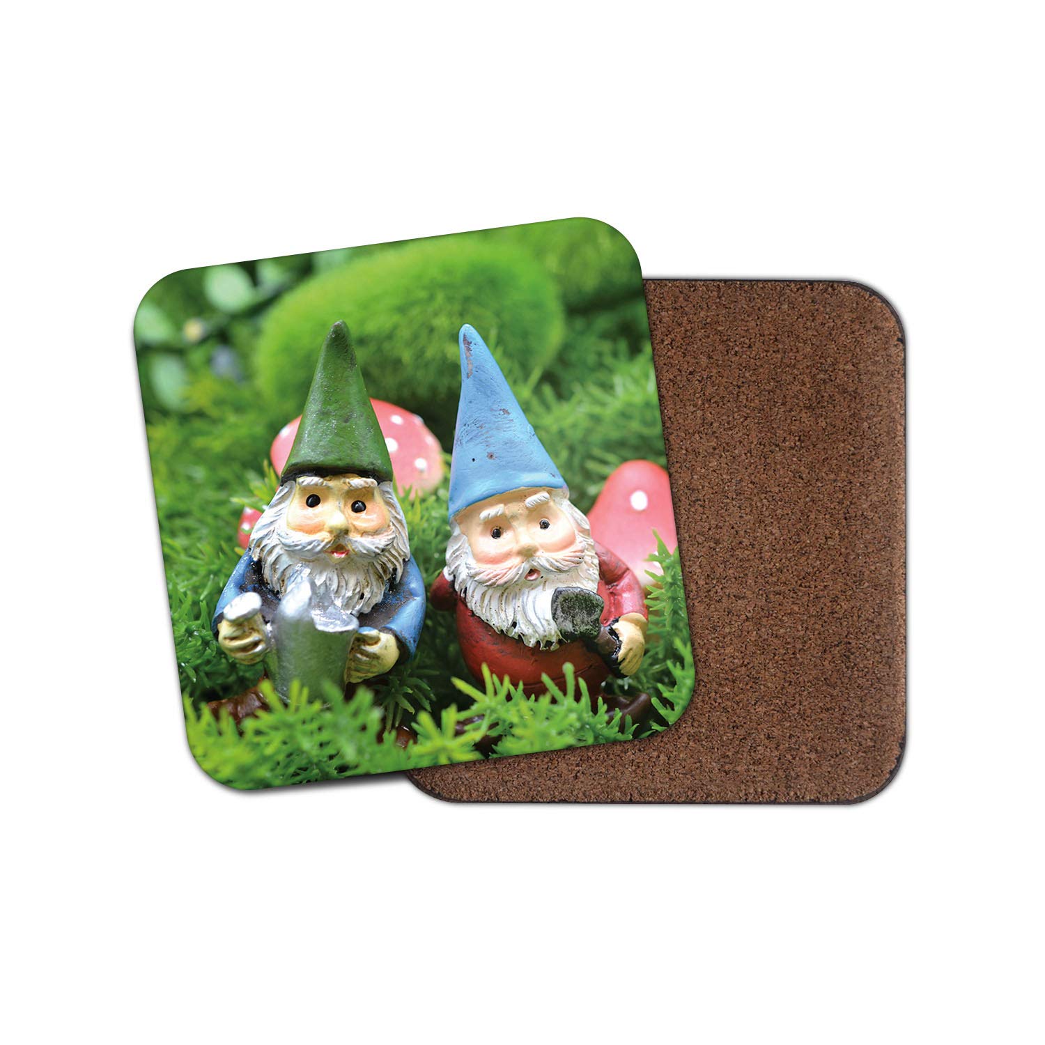 Destinationvinyl Multicolor 1 X Funny Garden Gnomes Coaster - Gardening Cute Dad Uncle Brother Fun #14596