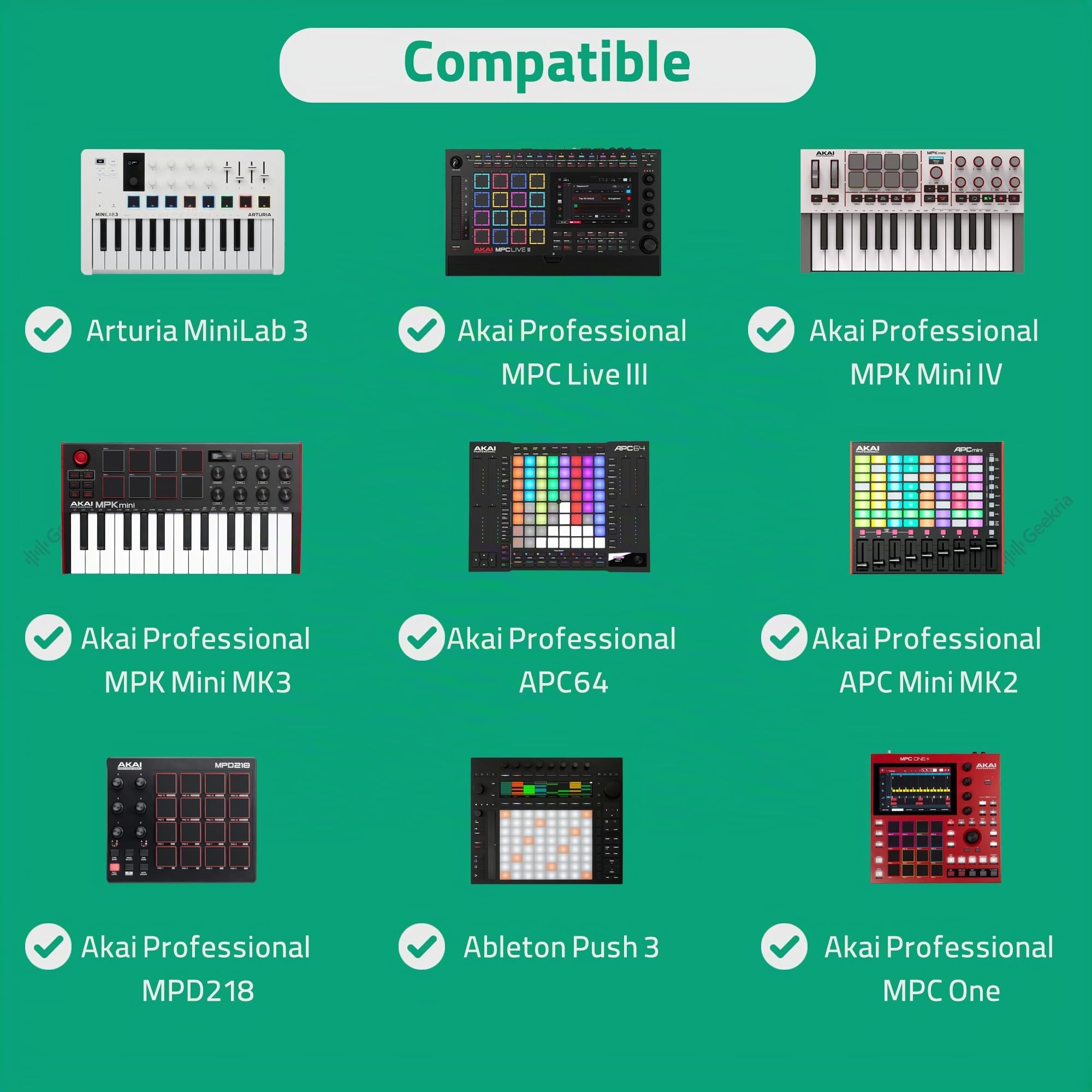 GEEKRIA Support de bureau pour interface audio, 27,9 cm - 48 cm pour contrôleur MIDI/machine à tambour/échantillonneur/synthétiseur et plus, compatible avec Akai Professional MPC Live III/MPC Live II