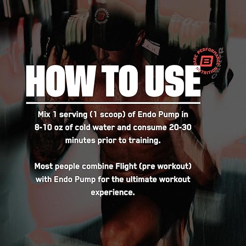 Miniatura 4 de Bare Performance Nutrition Endo Pump - Potenciador de bomba muscular, L-citrulina, nitrato de betaína NO3-T y tripéptidos de caseína hidrolizados