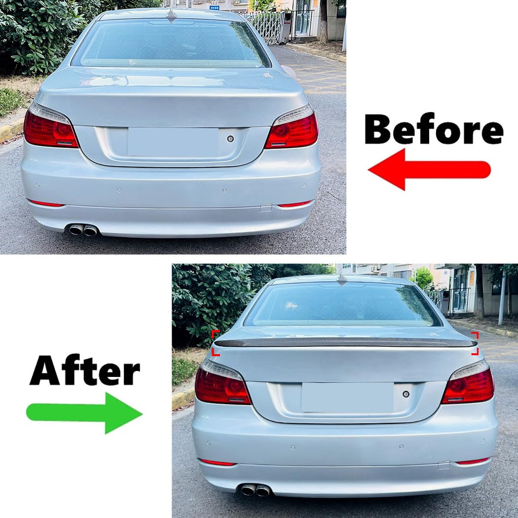 Tylny spoiler samochodowy ABS dla BMW serii 5 E60 2004 2005 2006 2007 2008 2009 2010 Spoiler dachowy bagażnika stylizacja nadwozia akcesoria zewnętrzne,Carbon Fiber Look