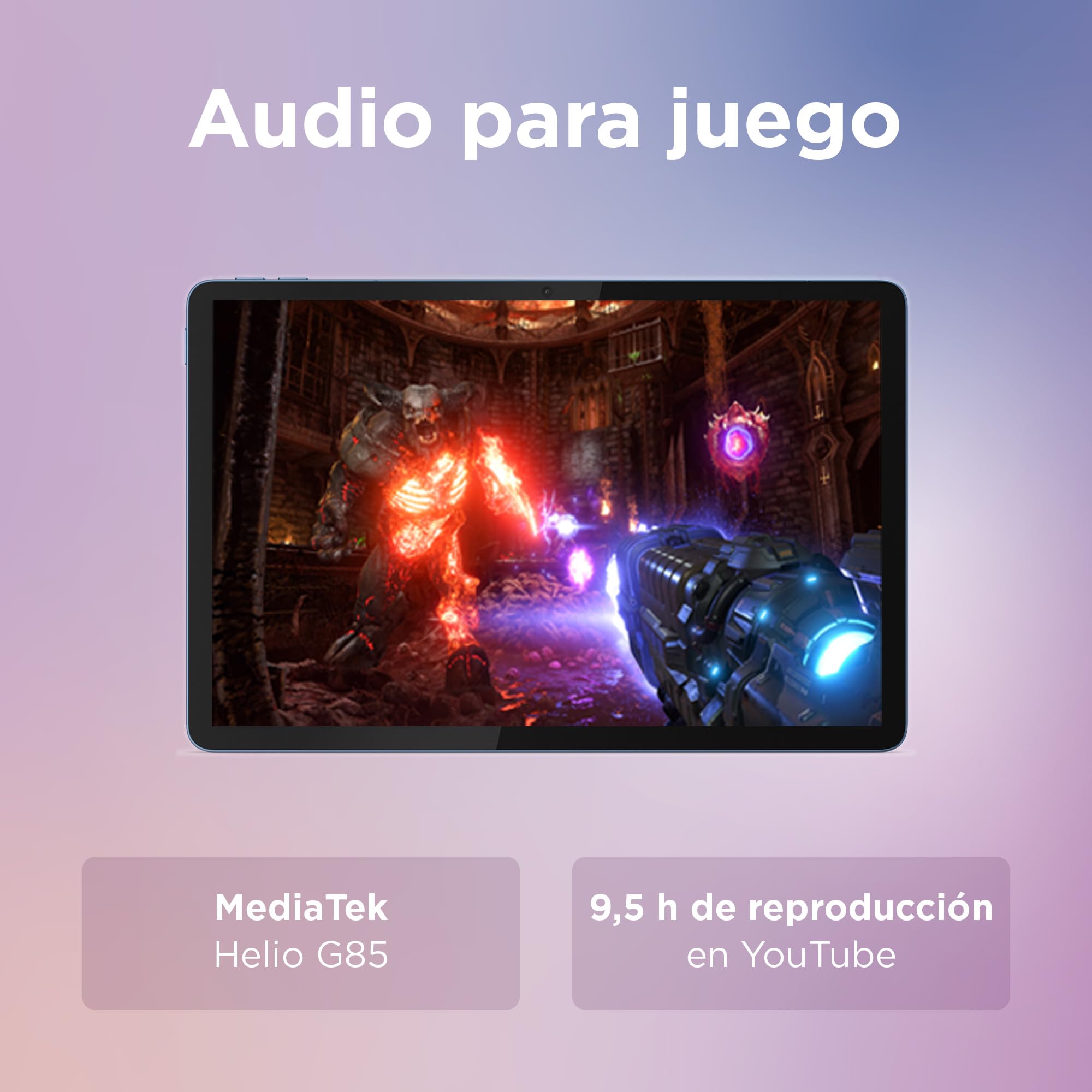 Lenovo Tab – Tablet 10.1" WUXGA (MediaTek Helio G85, 4 GB RAM, 128 GB, 60 Hz, 2 Altavoces, Wi-Fi 5, Bluetooth 5.3, Android 14) Color Azul Polar – Incluye Case Transparente con Soporte Incorporado — view 10