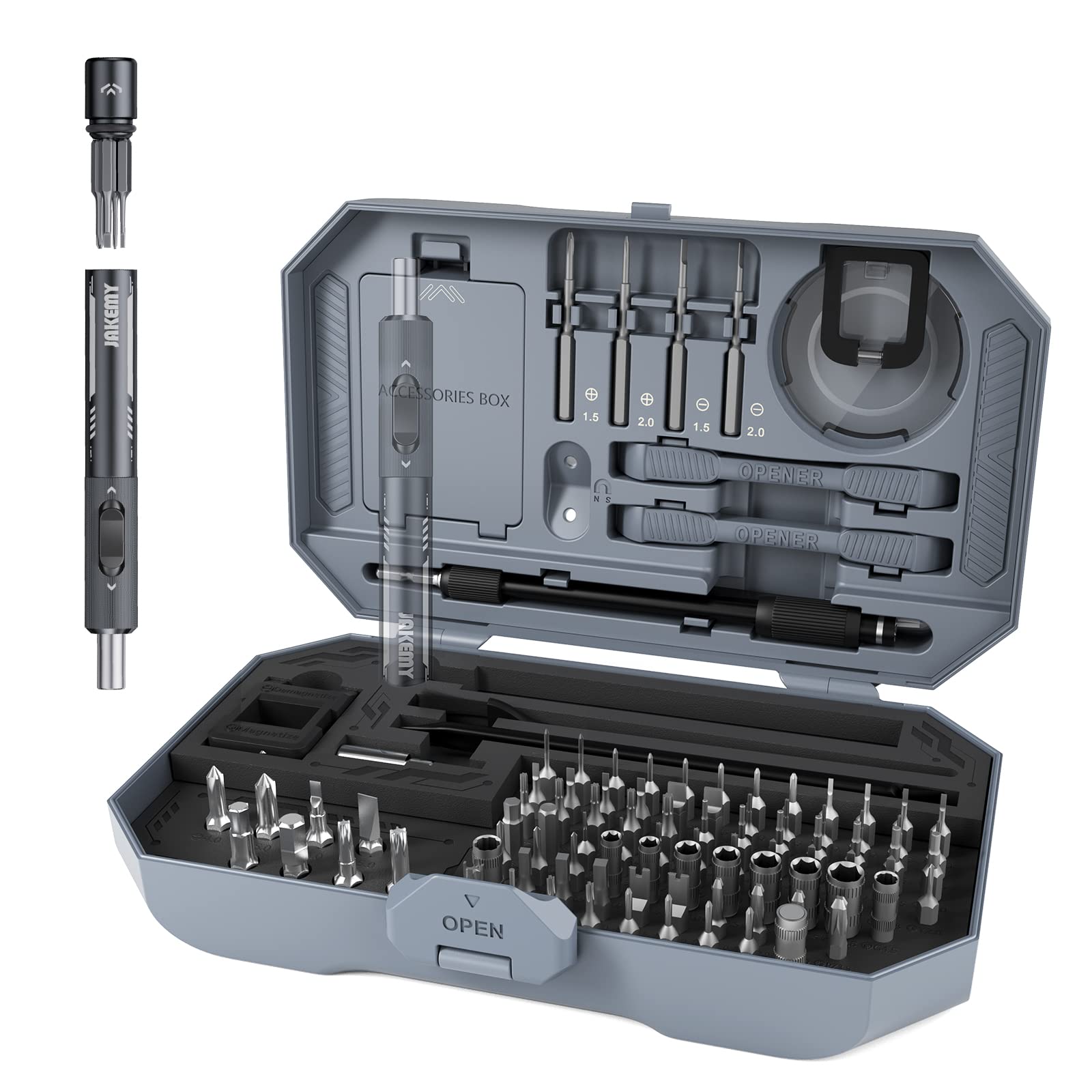 Metal Small Ratchet Screwdriver Set, JAKEMY Portable Ratcheting Screwdriver Kit with 90 Magnetic Bits and Opening Pry Tool for Laptop, Computer, MacBook, Phone, Watch, Console, Eye Glasses, DIY