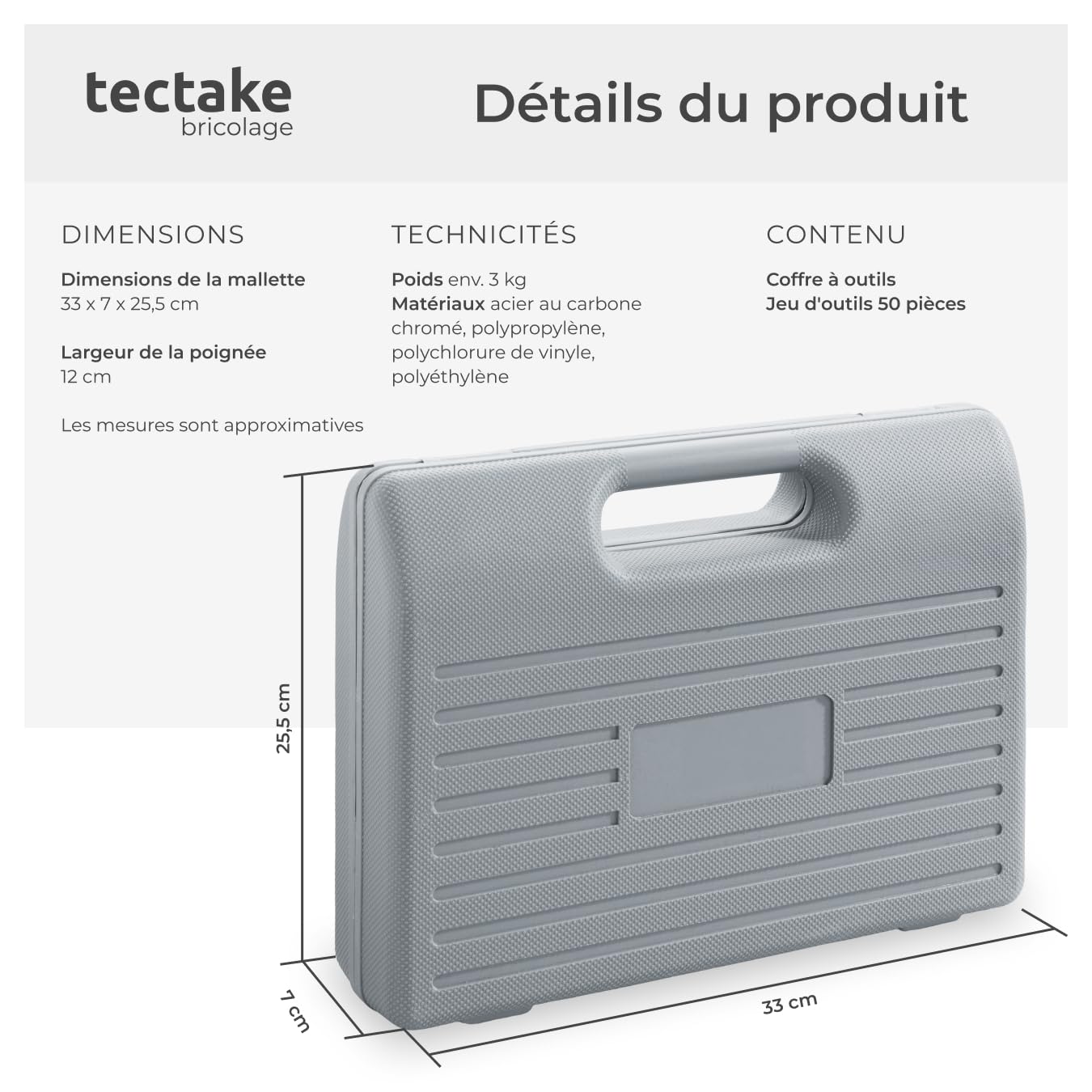 tectake® Kit reparation velo Boite à outils, 50 pcs, Coffret outils complet Accessoires Velo Vtt Vélo de course, Kit réparation pneu Derive chaine Outil pedalier Demonte pneu Accessoires vélo