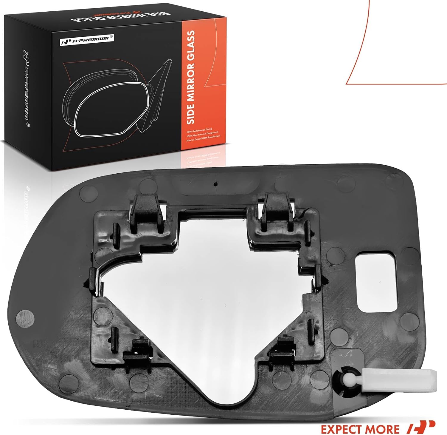 A-Premium Right Passenger Side Non-Heated Mirror Glass with Backing Plate - Compatible with Honda Civic 2006 2007 2008 2009 2010 2011 - Exterior Side View Convex Mirror, Sedan, Replace # 76203SNAA01