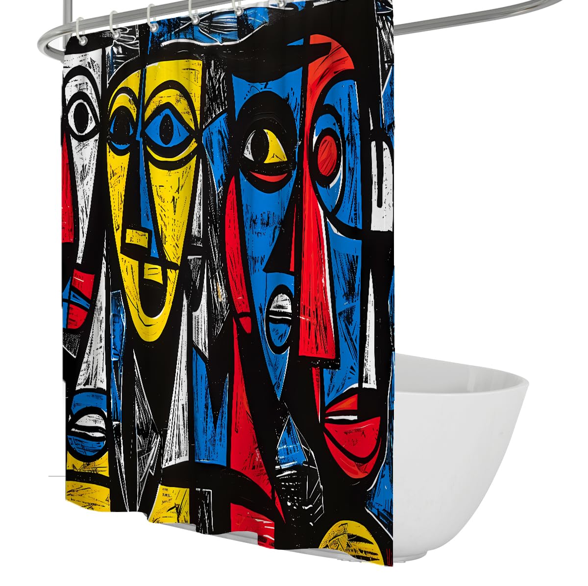 Rideau de Douche Figure Humaine géométrique colorée 200 x 220 cm