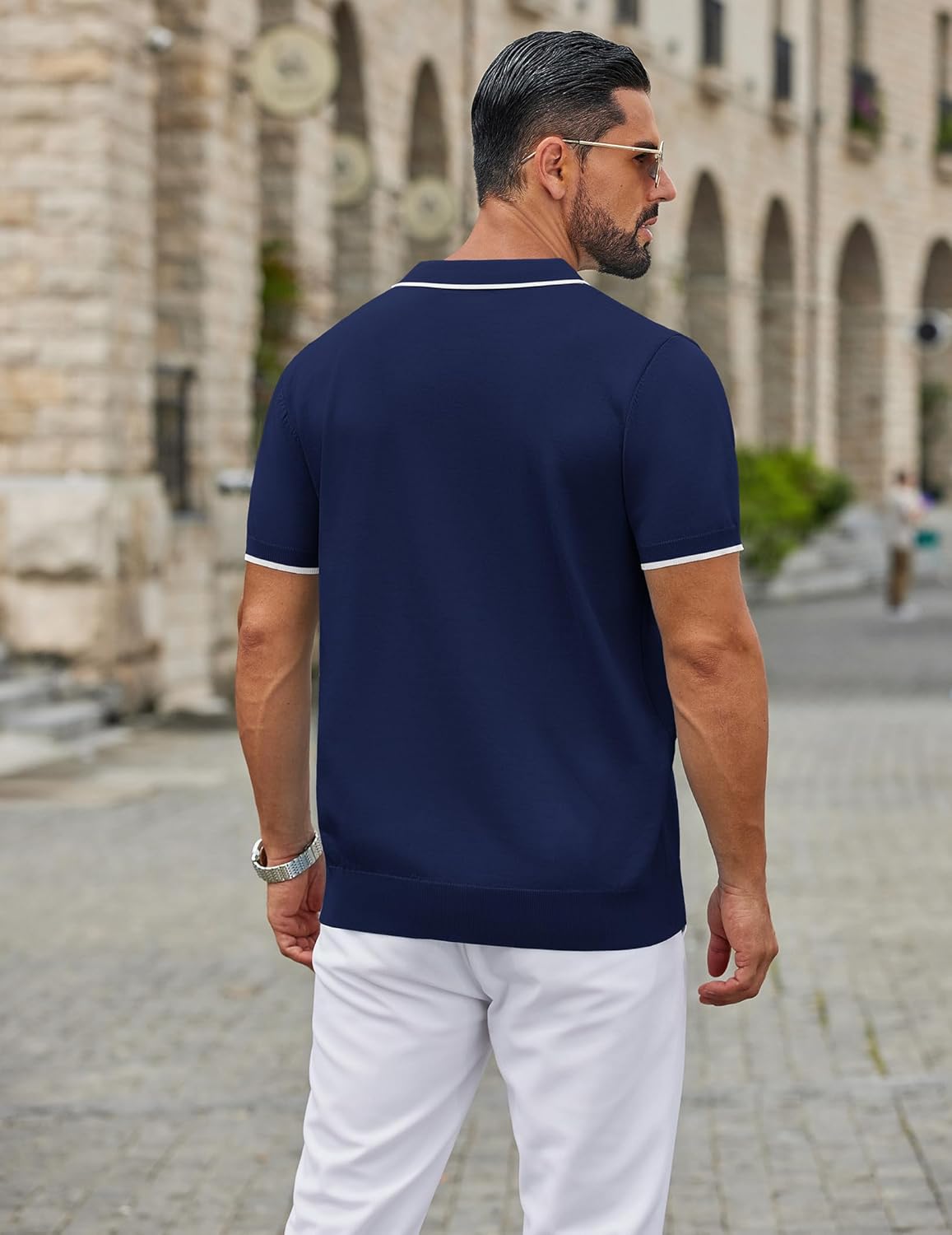 COOFANDY Men's Zipper Polo Shirt Casual Knit Short Sleeve Polo T Shirt Classic Fit Shirts - Image 3