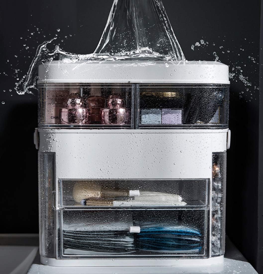 Makeup Organizer with LED Mirror Portable Table Desktop Finishing Box with Light Jewelry and Cosmetic Storage Display Case for Bathroom Dresser Gray image 5