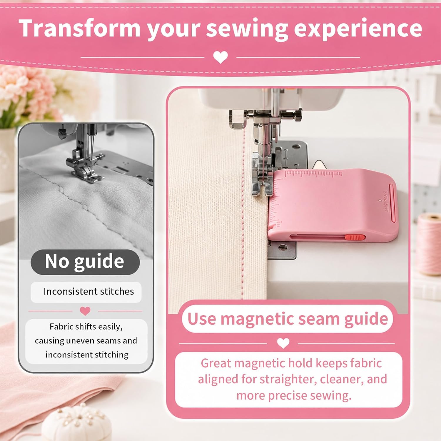 BOXOB Sewing Machine Magnetic Seam Guide Set