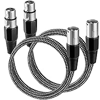 Vista 1 de Cable XLR de 3 pies/2 unidades, cable de micrófono Nylong trenzado equilibrado XLR macho a hembra, cables de conexión de micrófono de alta