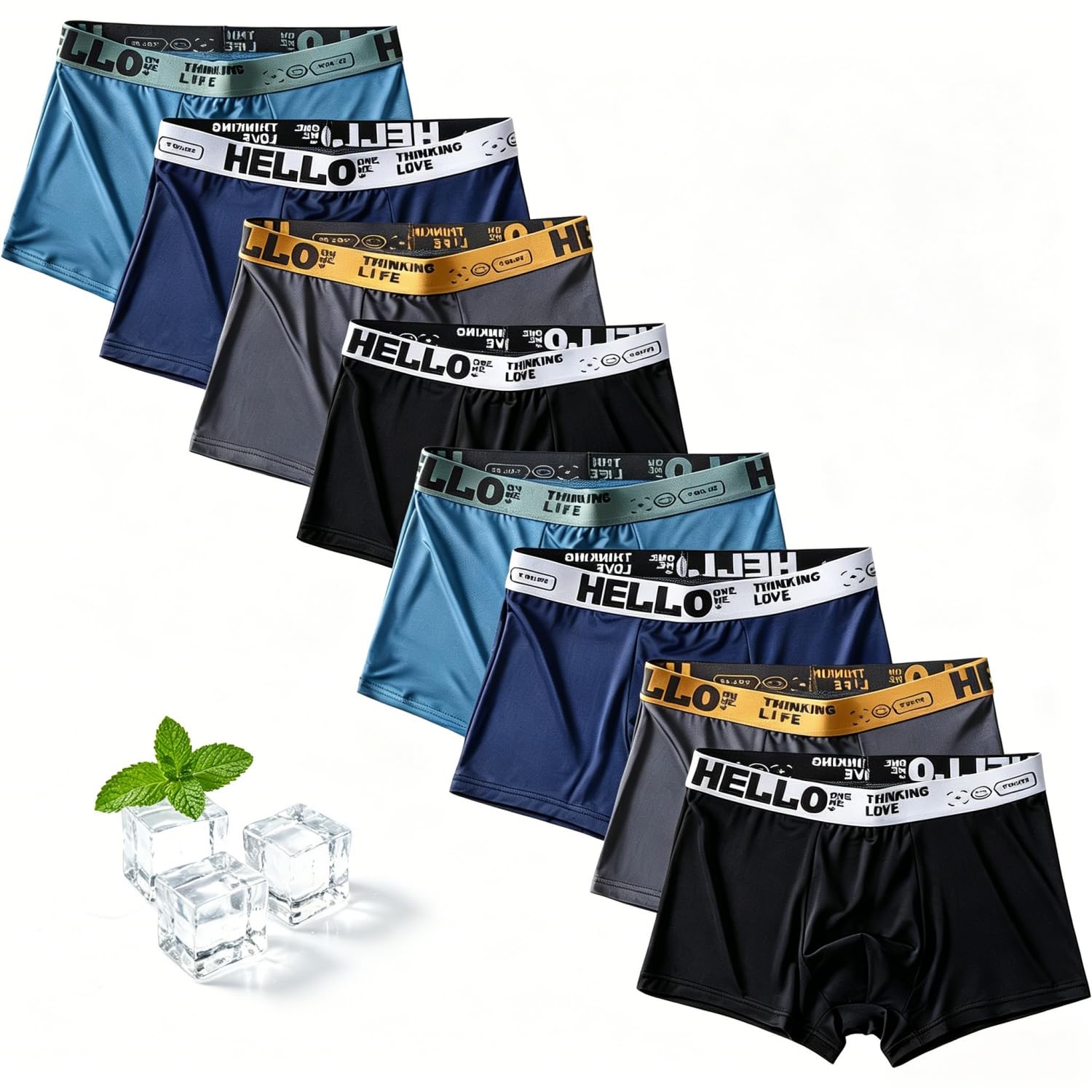 Mens Cool Underwear Boxer Briefs 8-Pack Ultra Soft
