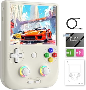 RG406V Handheld Game Console RG 406V 4-inch IPS Multi-touch Screen Retro Game Console No Card Android 13 Retro Emulator RG406V 5500mAh Battery 1080p DP WIFI Bluetooth Beige White