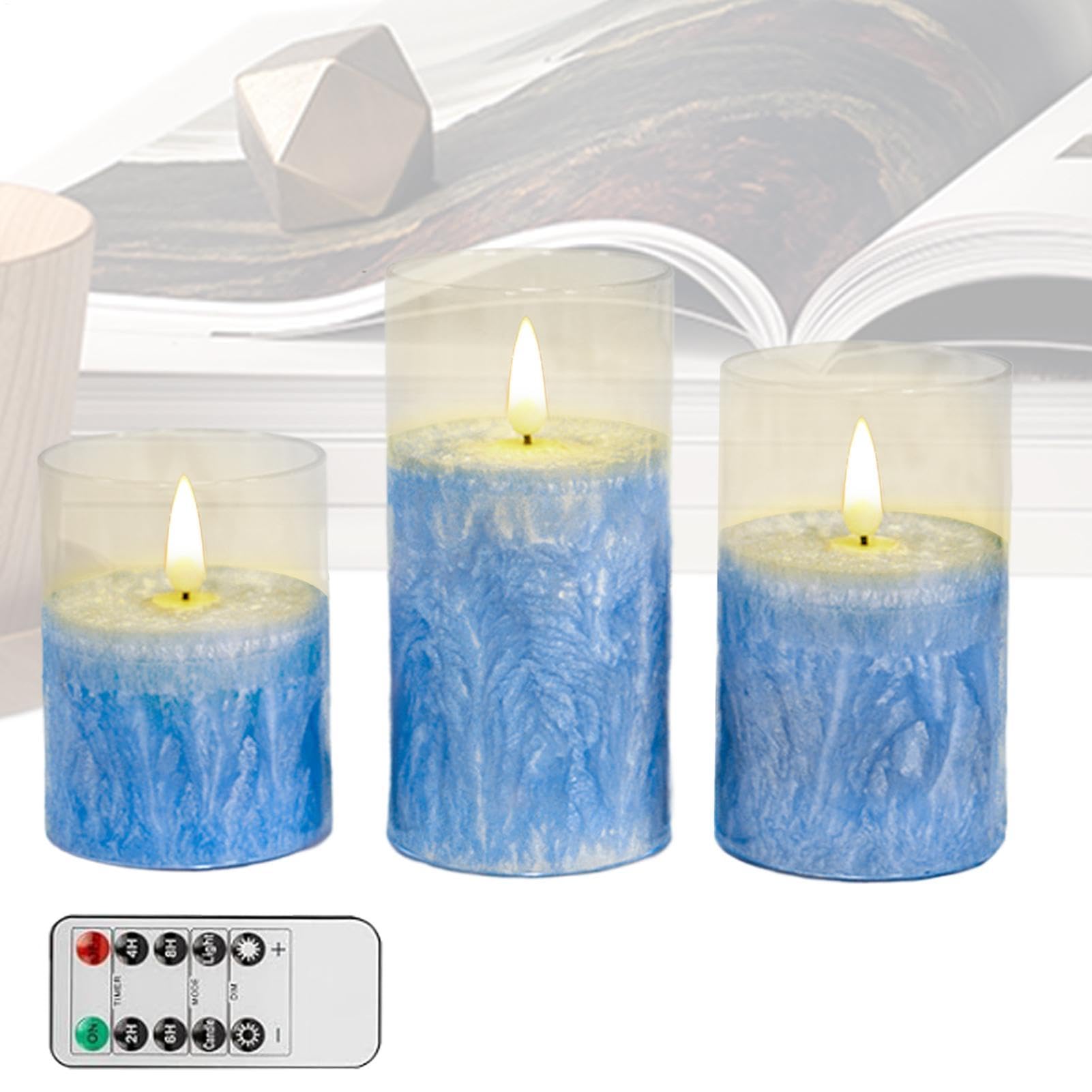 Finte 3 Pezzi Decorazione da Tavolo | senza Fiamma con Telecomando per Casa, Ufficio, Festa, Compleanno, Halloween, Natale, Matrimonio