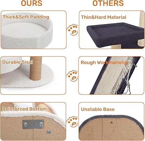 Miniatura 4 de Hollypet Torre de árbol para gatos de interior, árbol pequeño para gatos, bonito árbol para gatos de 26.9 pulgadas, poste rascador de árbol para