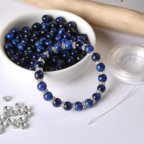 Vista 24 de Hixhro 120 cuentas de madera sueltas de wengué africano natural de 0.236 pulgadas para fabricación de joyas con cordón elástico de cristal y cuentas