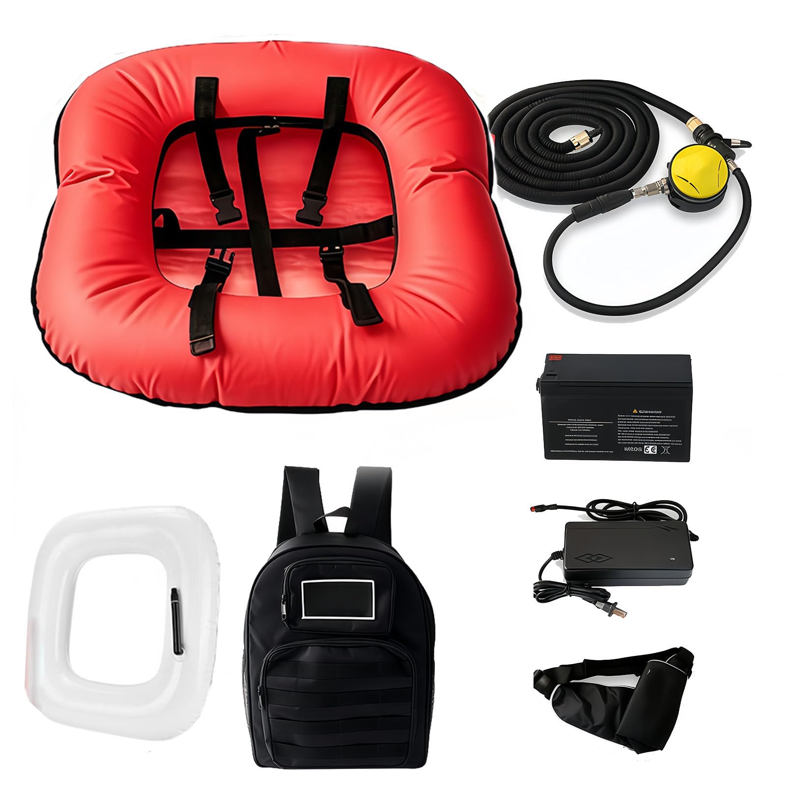 Sistemas de ventilación para Buceo Red | Equipo de buceo, bomba de aire flotante con tubo telescópico y regulador de respiración para snorkel subacuático.