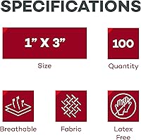 Vista 2 de Dealmed Sterile Flexible Fabric Adhesive Bandages – 1x3 Inch – 100/Box - Breathable First Aid Strip Pack - Soft Stretch Wound Patch for Medical