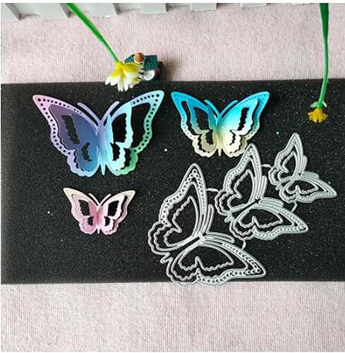Miniatura 6 de 3 troqueles de metal de mariposa 3D, diseño de flores de primavera, marco de mariposa, plantillas de corte, plantillas de corte, álbumes de