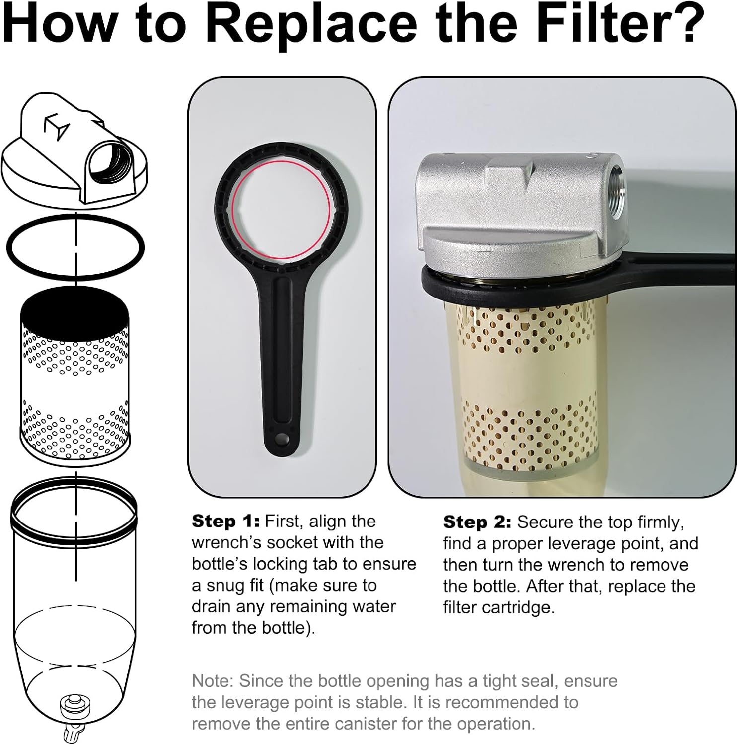 Fuel Canister 3/4" NPT Top Cap 496 Bowl Tank Replacement for Gasoline and Diesel Water Separate 30 Micron Filtration Max 25 Gpm 150 Psi Flow Replace# B10-AL Oil Filter Assembly with Wrench