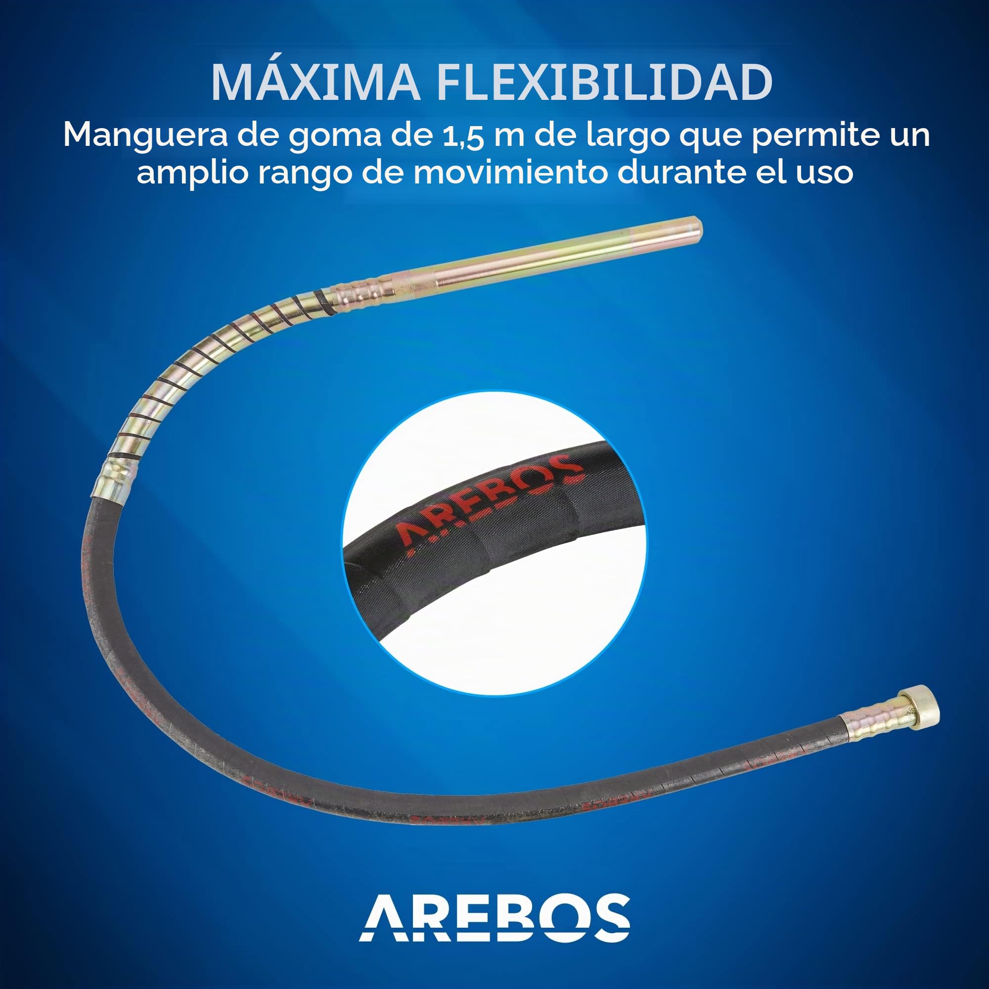 Arebos Vibrador de hormigón | Aguja vibrante electrica | Vibrador de construcción eléctrico | 580W | longitud de varilla vibratoria de 1,5m | para concreto