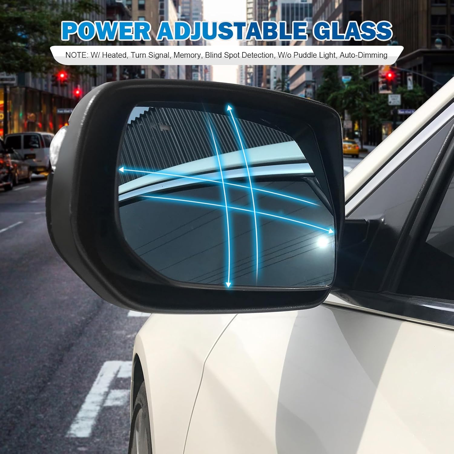 Left Driver Side Mirror Compatible with Chevy Malibu 2016 2017 2018 2019 2020 2021 2022, Rear View Mirror with Blind Spot Detection/Memory/Heated/Turn Signal Light/Manual Folding (12Pins, Gloss Black)