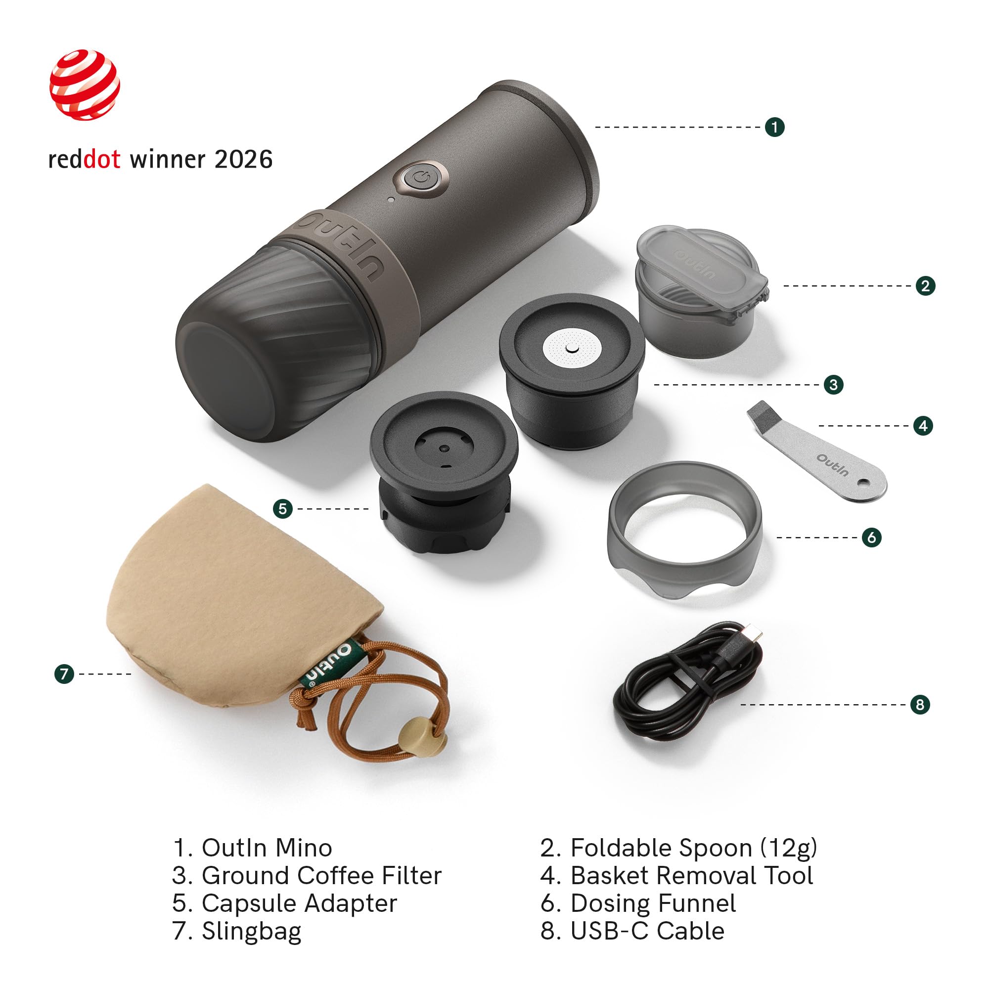 OutIn Mino Portable Electric Espresso Machine for Travel with Self-Heating view 2