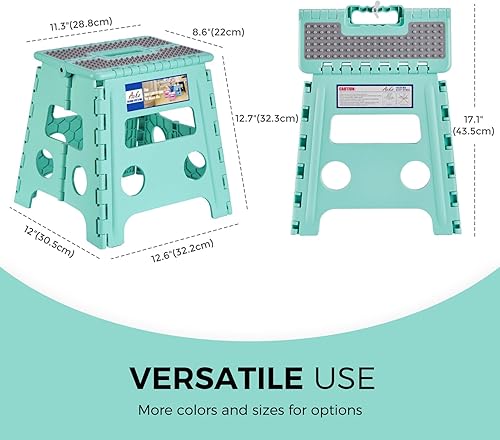 Miniatura 78 de Acko. Taburete plegable de 13 pulgadas de alto, resistente, para niños y adultos, cocina, jardín, baño, taburete con escalón. Blanco,Negro
