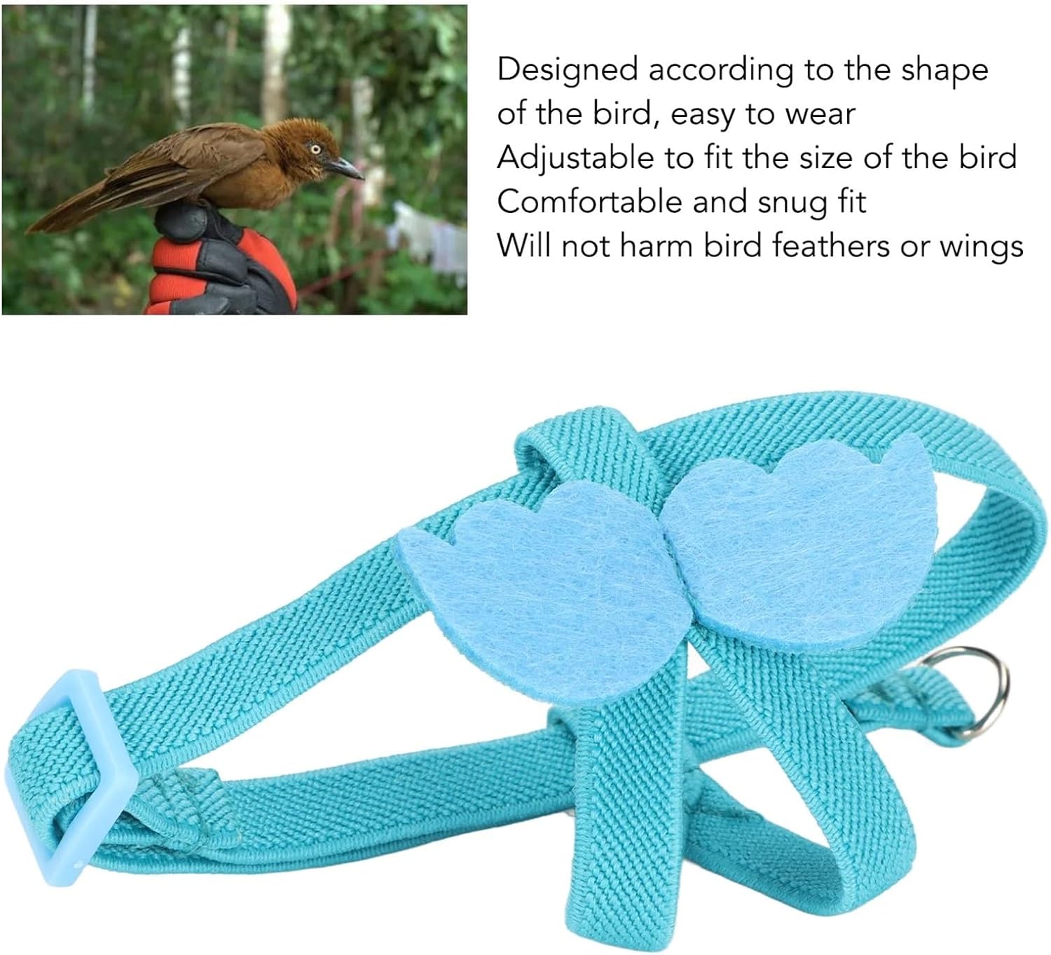 Bird Leash 8pcs Adjustable Elastic Bird Harness Rope - Portable Leash with Cute Wings for Parrot Flying Training