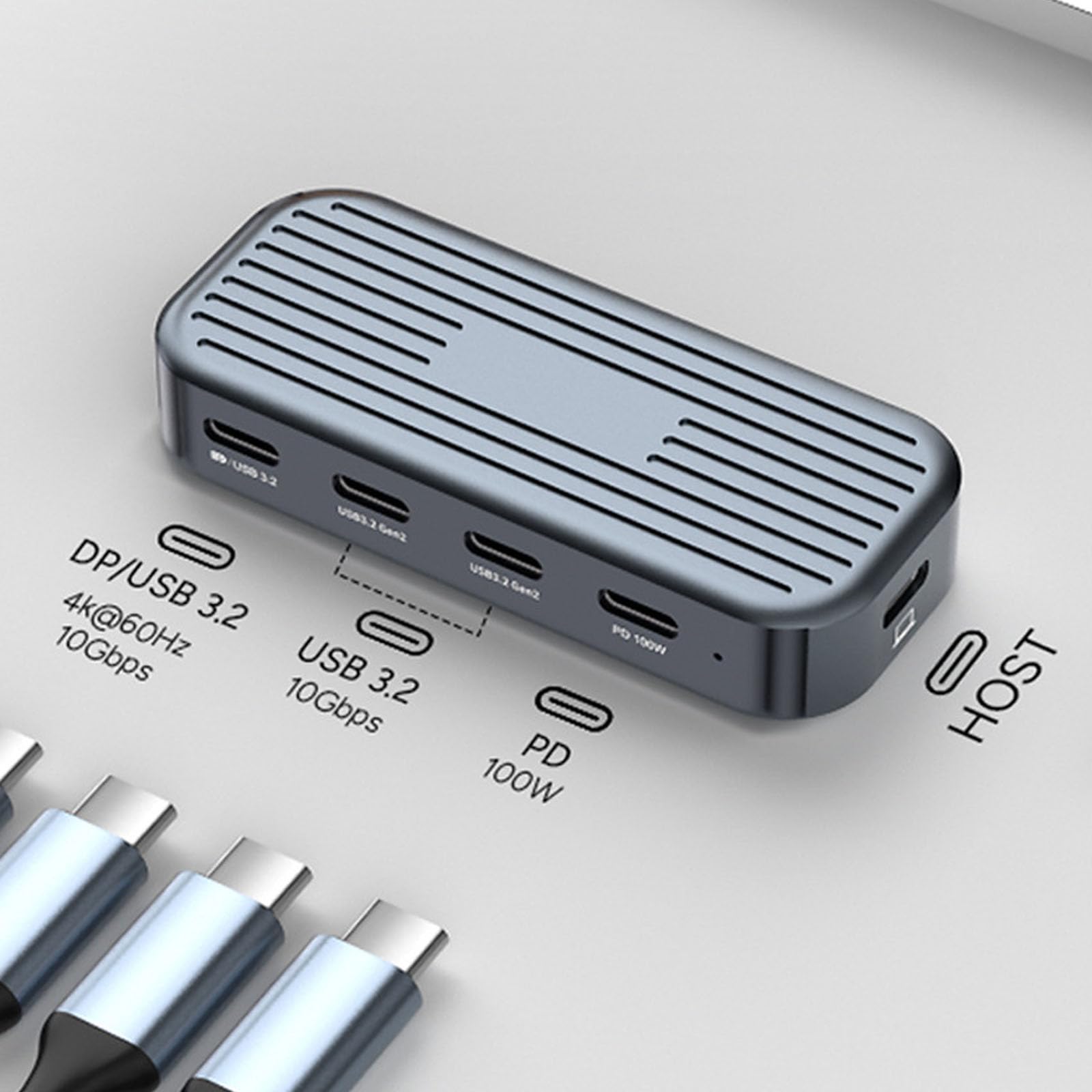 Zewnętrzny wyświetlacz stacja dokująca USB C 4 w 1 z wyjściem wideo 4K 60 Hz, porty USB C 10 Gb/s i wejście PD 100 W do laptopa, biurko, typ rozszerzenia, stacja dokująca, wieloportowy adapter