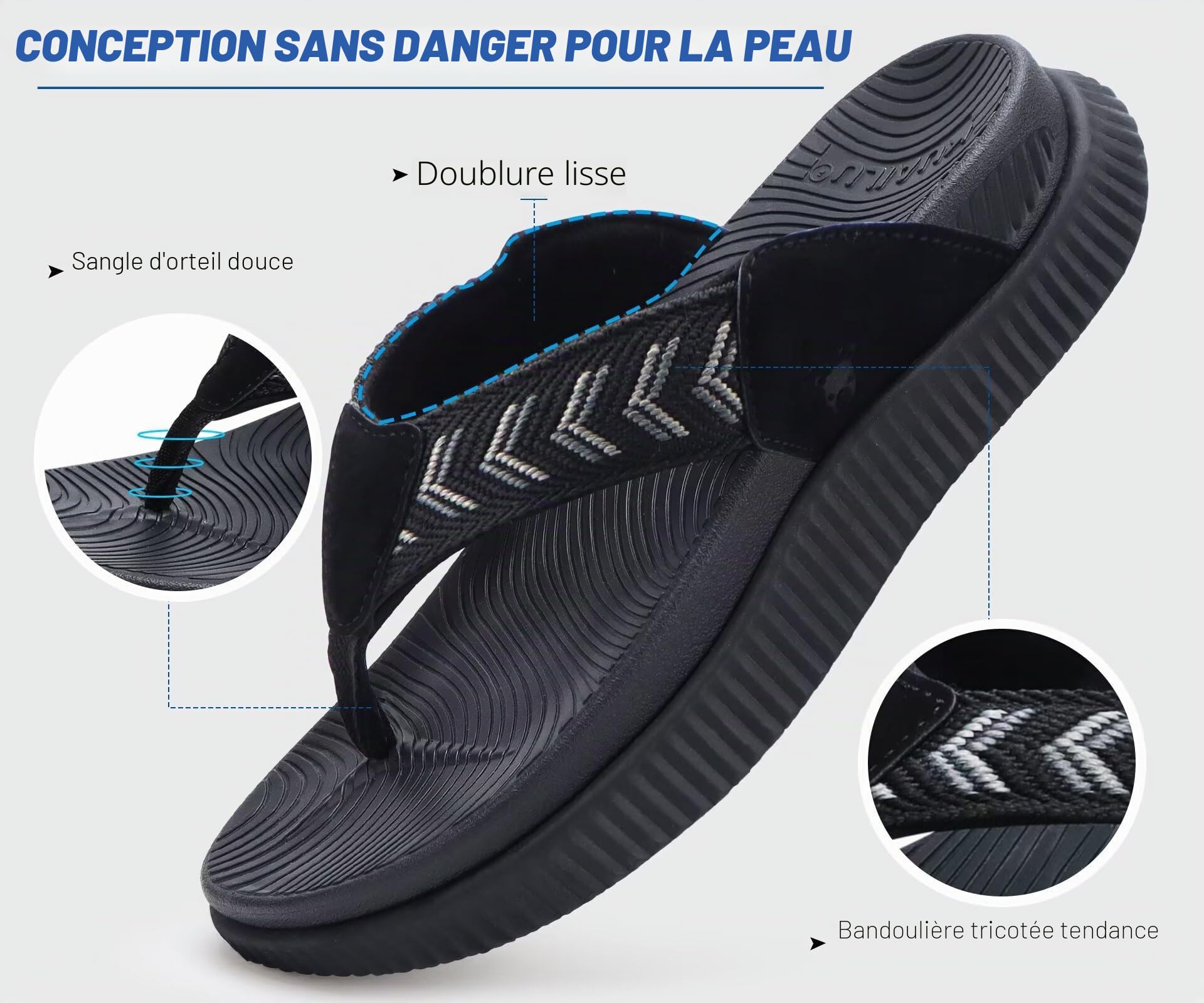 KuaiLu Tongs Femmes Orthopédiques Confortables Reprise Sandales Plage