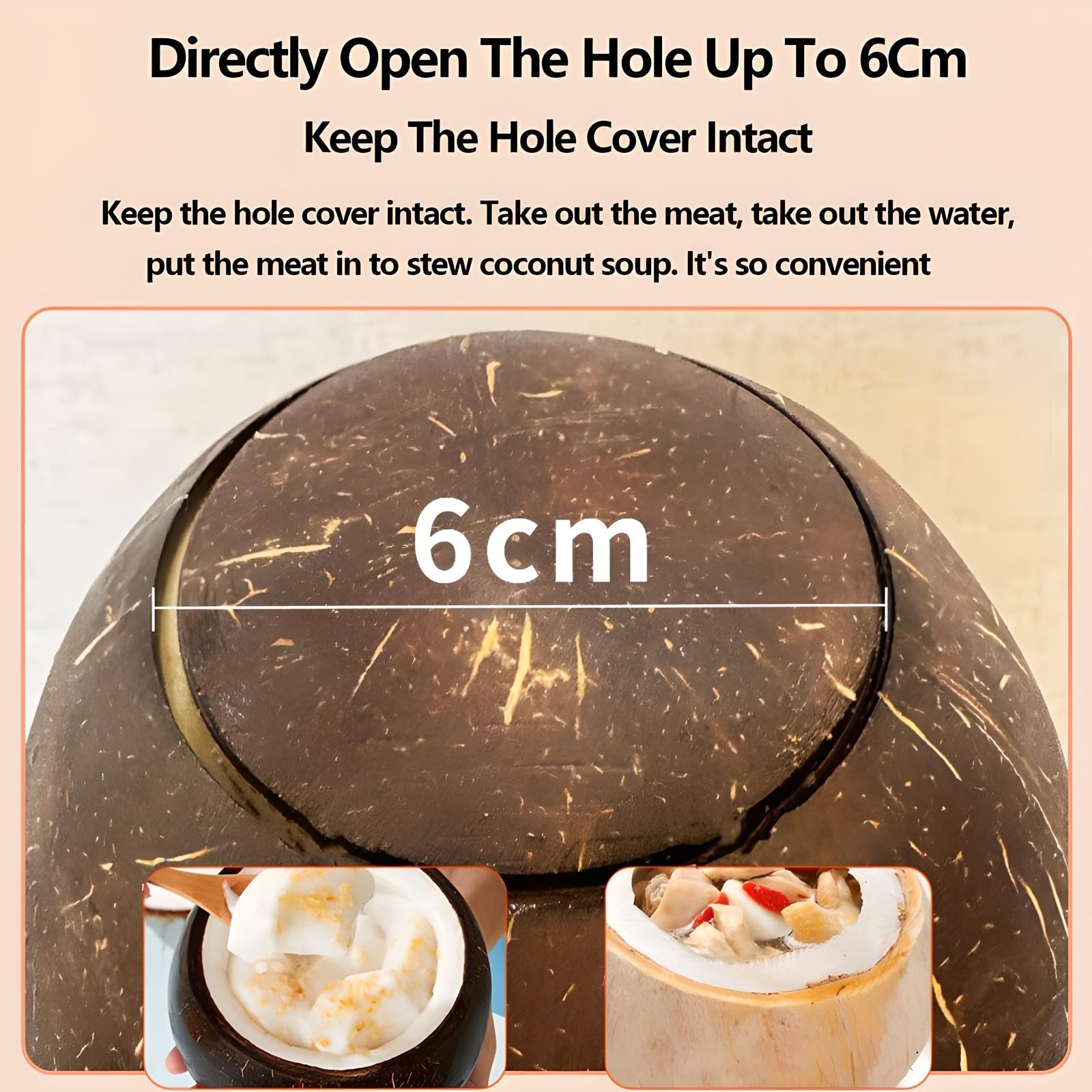 Ouvre-Noix de Coco Électrique, Outil Portable en Acier Inoxydable avec Grattoir, Diamètre D'ouverture 6 Cm, Facile Ouvrir, pour Magasin Et Restaurant