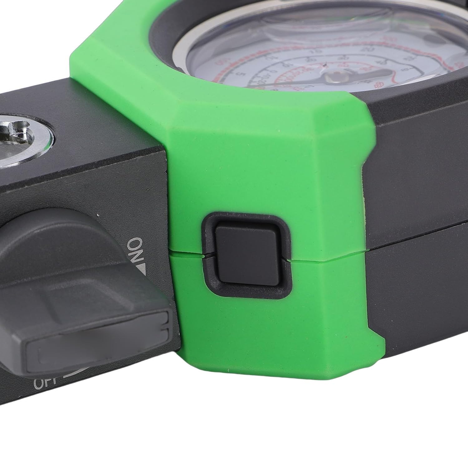 Refrigerating Pressure Gauge, Dual Valve Fluoride Filling Manifold with LED Light and Liquid Window for R410 R22 R32, 0-55bar 0-800psi Range