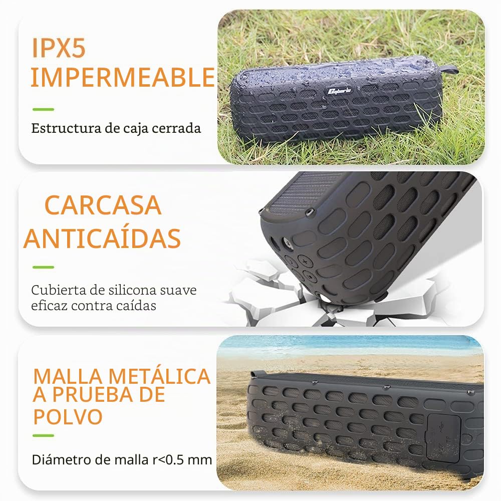 CYBORIS Altavoz Solar Bluetooth, 30 Horas Playtime Actualizado 20W Alta Fidelidad Inalámbrico Bluetooth Portátil 5.0 Altavoz Estéreo Solar Powered a Prueba de Golpes e Impermeable (Negro)
