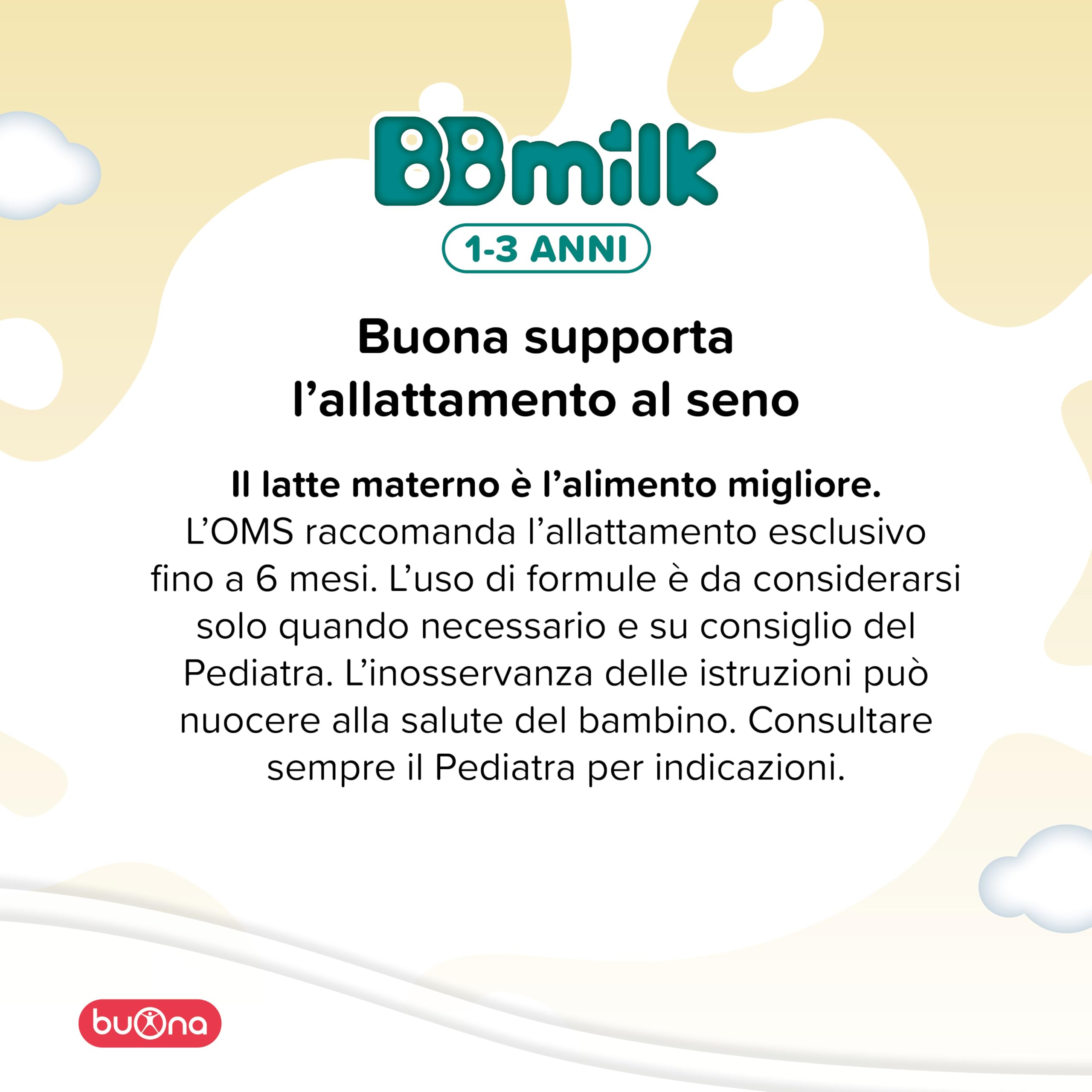 Buona Latte in Polvere Bambini, BBmilk 1 3 anni 2x400g, con Ferro, Calcio, Vitamina D e Zinco, Latte Crescita per Fabbisogni nella Prima Infanzia da 1 a 3 Anni