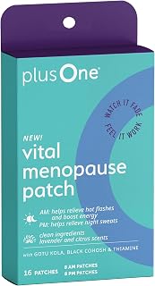 plusOne Vital Menopause Patch AM & PM – Hot Flash & Night Sweat Support – Promotes Energy & Sleep – Herbal Daily Patches – 16ct