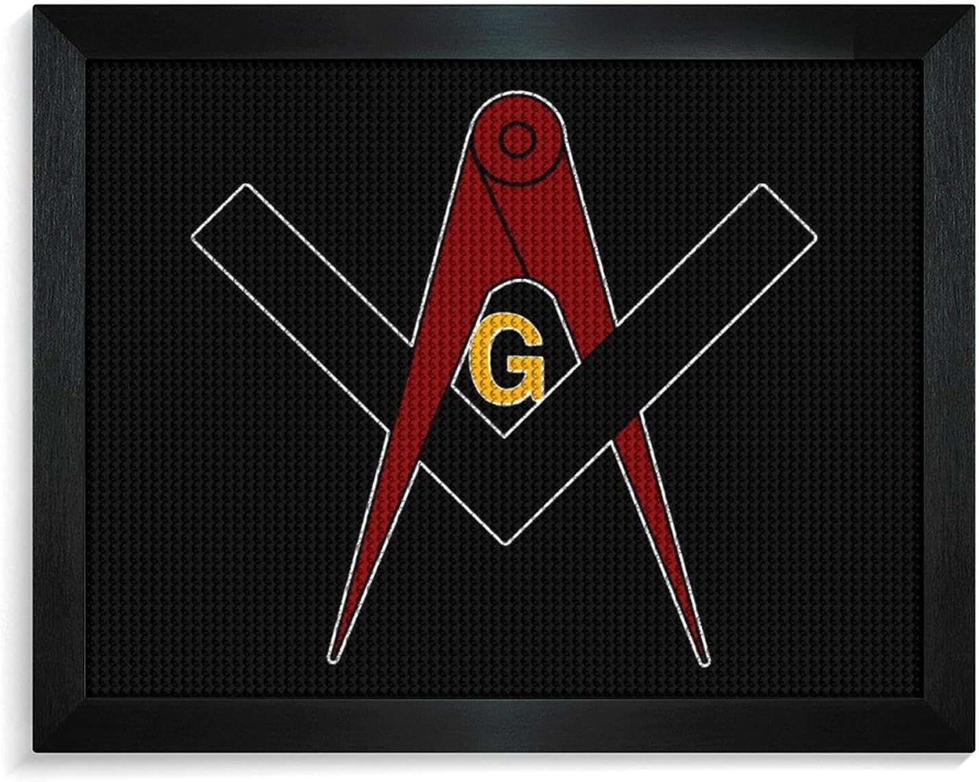 Masonic Freemason Square Compass Printed Diamond 5D Painting Kit 16x20in DIY Full Drill Craft with Tools for Home Wall Decor Gift Blackwood 50 * 40cm