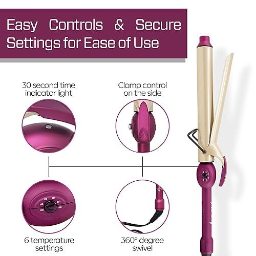 Miniatura 3 de Mr Big - Plancha rizadora extra larga de 1.25 pulgadas – barril de 9.5 pulgadas para cabello largo, varita de cerámica para ondas y rizos de playa,