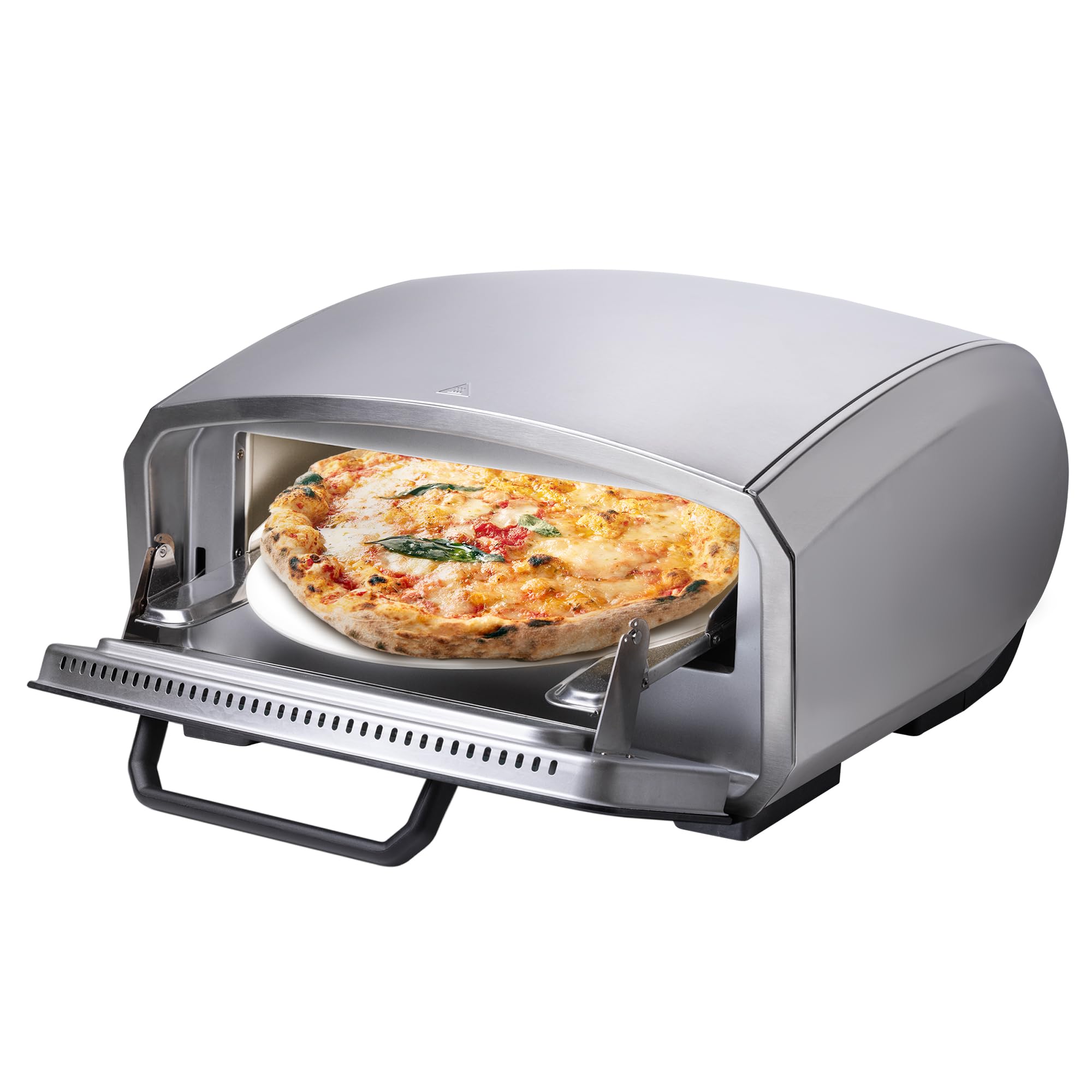 Unold Enzo 500°C Pizza Oven 68916 - Indoor and Outdoor IPX4 - Electric Neapolitan Pizza Maker - Up To 12" with 33cm Rotating Pizza Stone - Adjustable Timer - Includes Pizza Peel - 2100W -240V