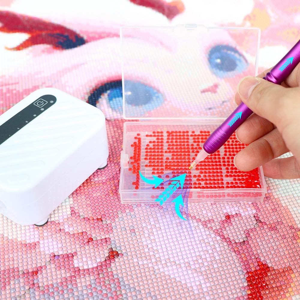 Stylo électrique Pour Peinture Diamant - Technologie D'aspiration Sans Cire - Compatible Tous Diamants (ronds/carrés) - Alimentation USB