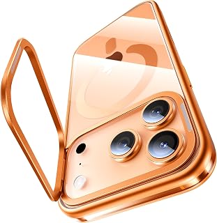 Lens Stand for iPhone 17 Pro Max Case (with Camera Control Button) Compatible with MagSafe, Military-Grade Drop Protection Magnetic Phone Case for iPhone 17 Pro Max Clear Cover, Cosmic Orange