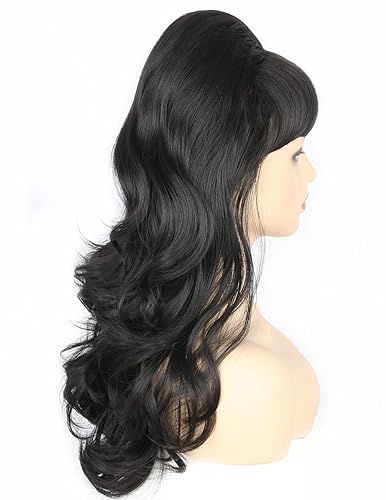 Miniatura 3 de Topcosplay Pelucas negras de colmena para mujer, peluca larga ondulada para Halloween, 60 y 70, peluca para fiesta de disfraces