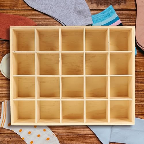Miniatura 2 de Organizador de cajones de madera, caja de almacenamiento de 20 rejillas para calcetines, llaves, bragas, armario, gabinete, organizador de ropa