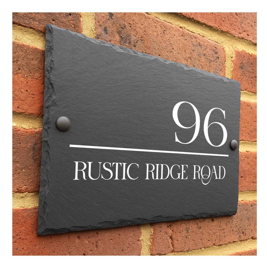 Crafted Memories - Rustic Slate House Sign | Personalised UV-Printed Address Plaque | Weather-Resistant | Easy Install | Slate House Numbers Plaques, Split Address