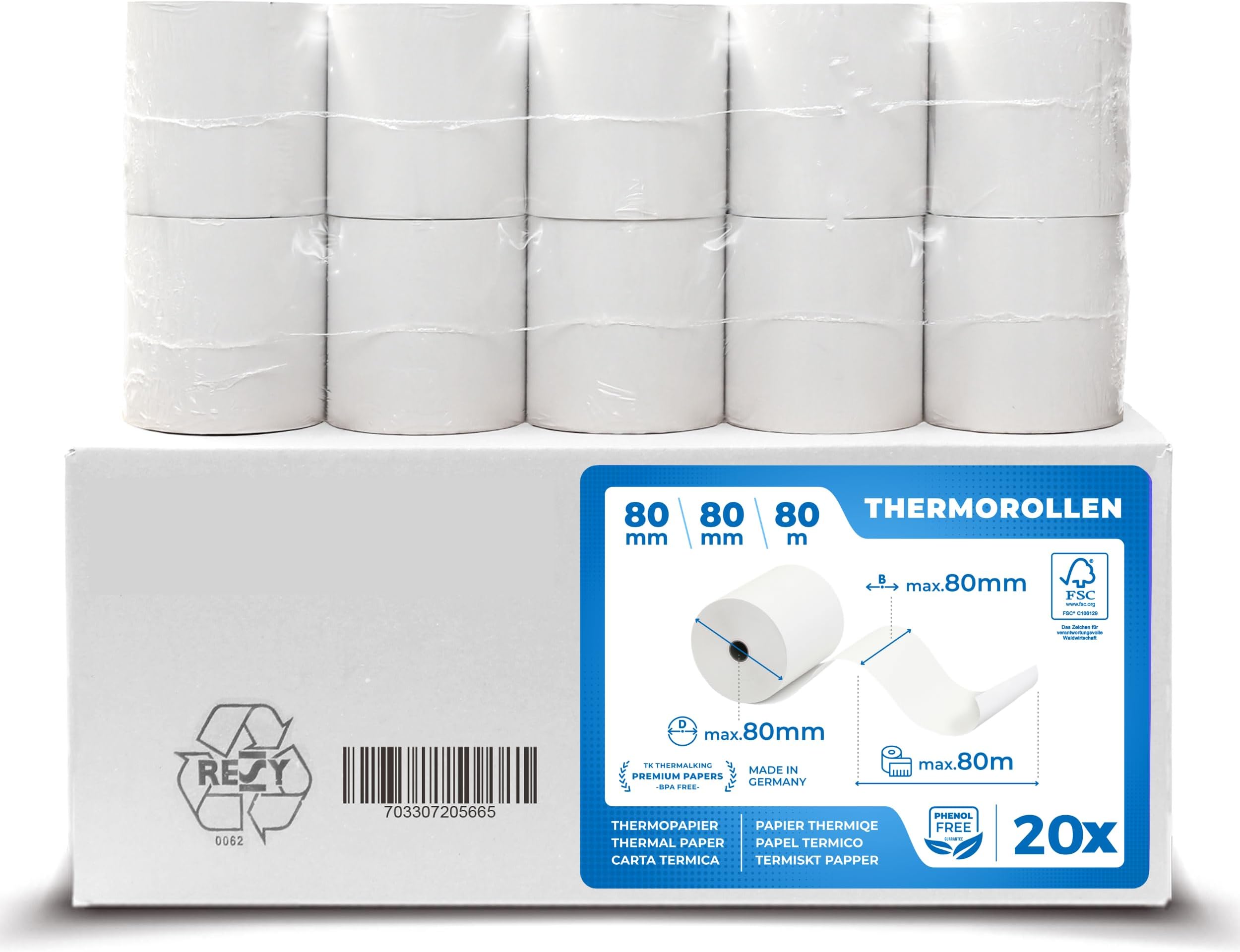 Thermorollen BON Rollen 58/50M/12 BPA Frei 50 Stk