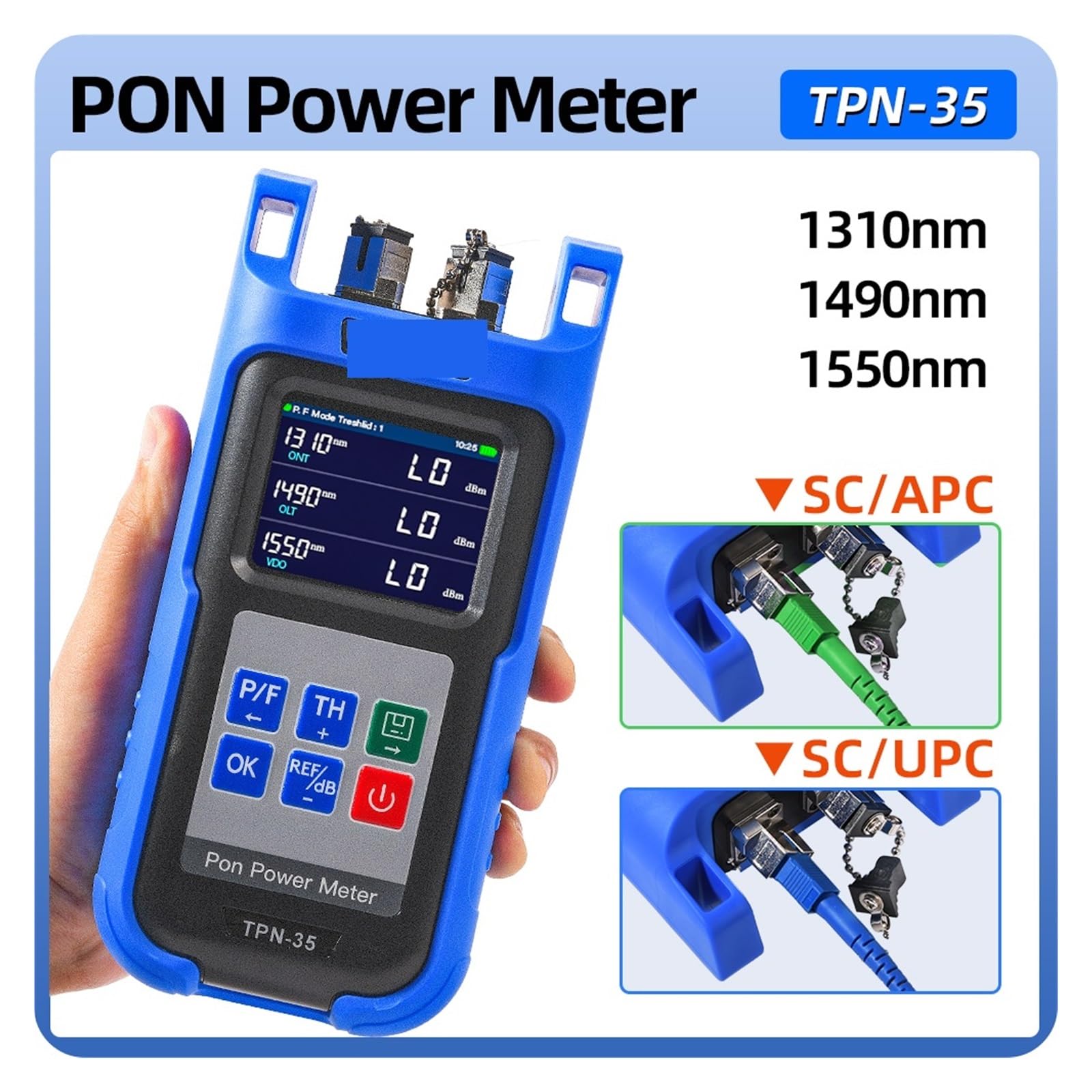 Medidor de potencia óptica PON 1310/1490/1550nm, probador de red Orientek TPN-35 PON, medidor de potencia de fibra óptica, probador OTDR SC/UPC SC/ - Diseño portátil(SC- Power Meter)