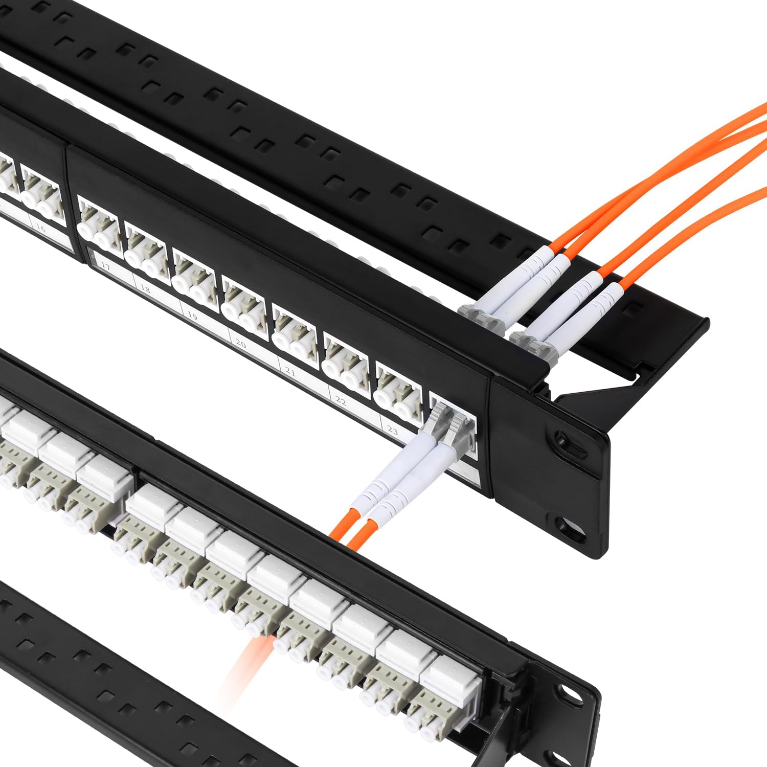 Duogalia 1U Rack-Mount Fiber Patch Panel with 24PC LC-OM1/OM2 Multimode Fiber Coupler Keystone Jack Modular (Included Rack Screws)