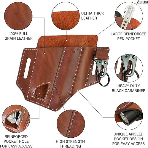 Miniatura 2 de Funda multiherramienta para cinturón (cuero de primera calidad) - Organizador de bolsillo EDC  Funda Leatherman  Bolsa multiherramienta de cuero