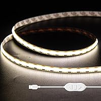 Vista 1 de USB 5V COB LED Strip Lights 3.28ft/1M, Natural White 4000K Dimmable USB Powered Density COB Tape Flexible Cuttable LED Strip for TV Backlight, 3D